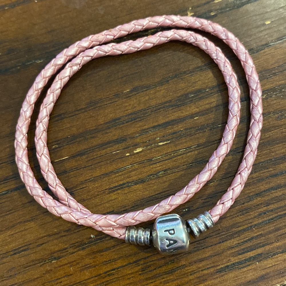 Pandora Double Shimmering Pink Leather Bracelet